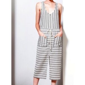 Veronica Beard Harbor Stripe Racerback Shirtdress Ivory Blue Size 6